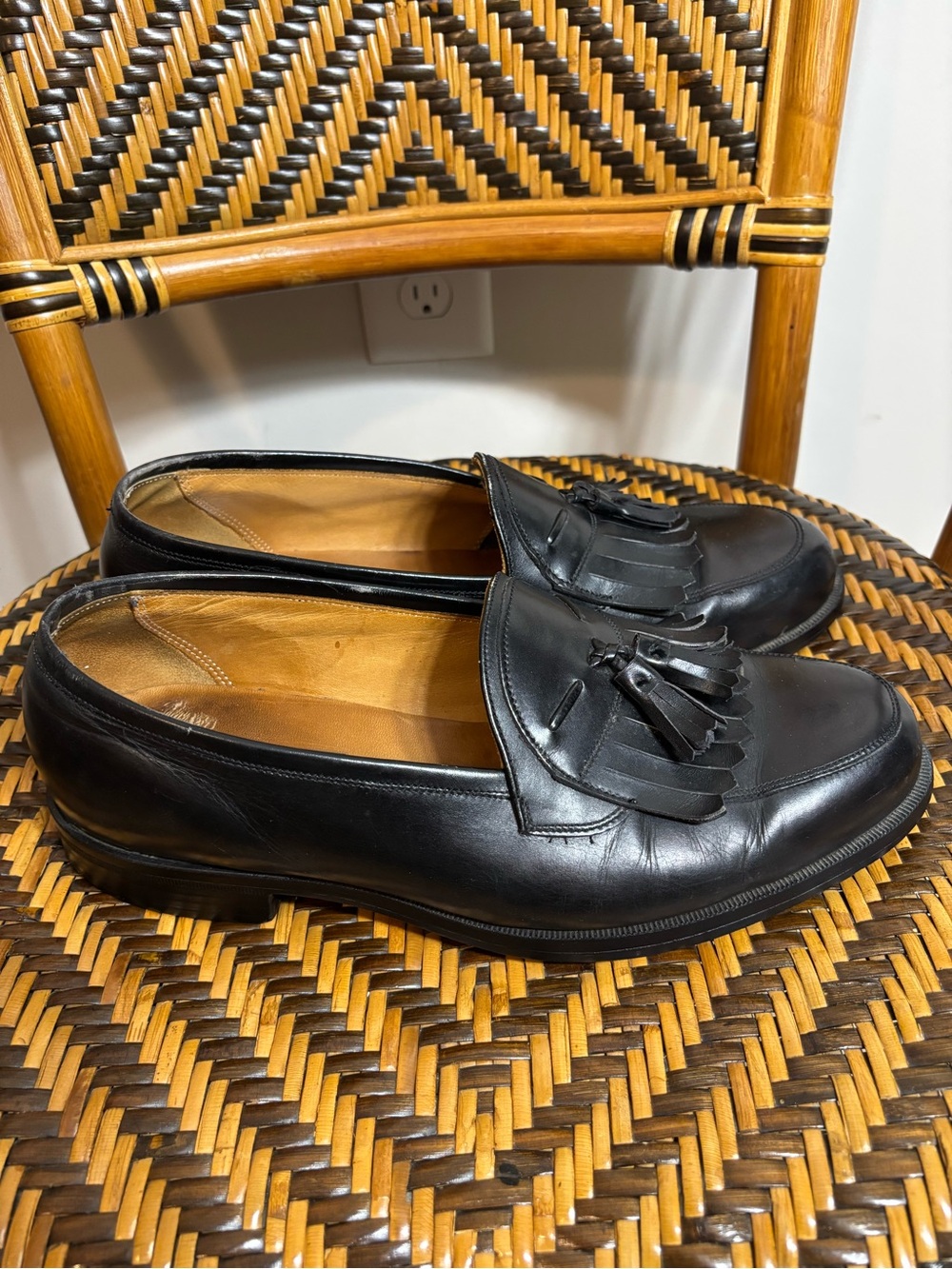 Florsheim Comfortech Tassel Loafers Black Leather 9.5 3E USA